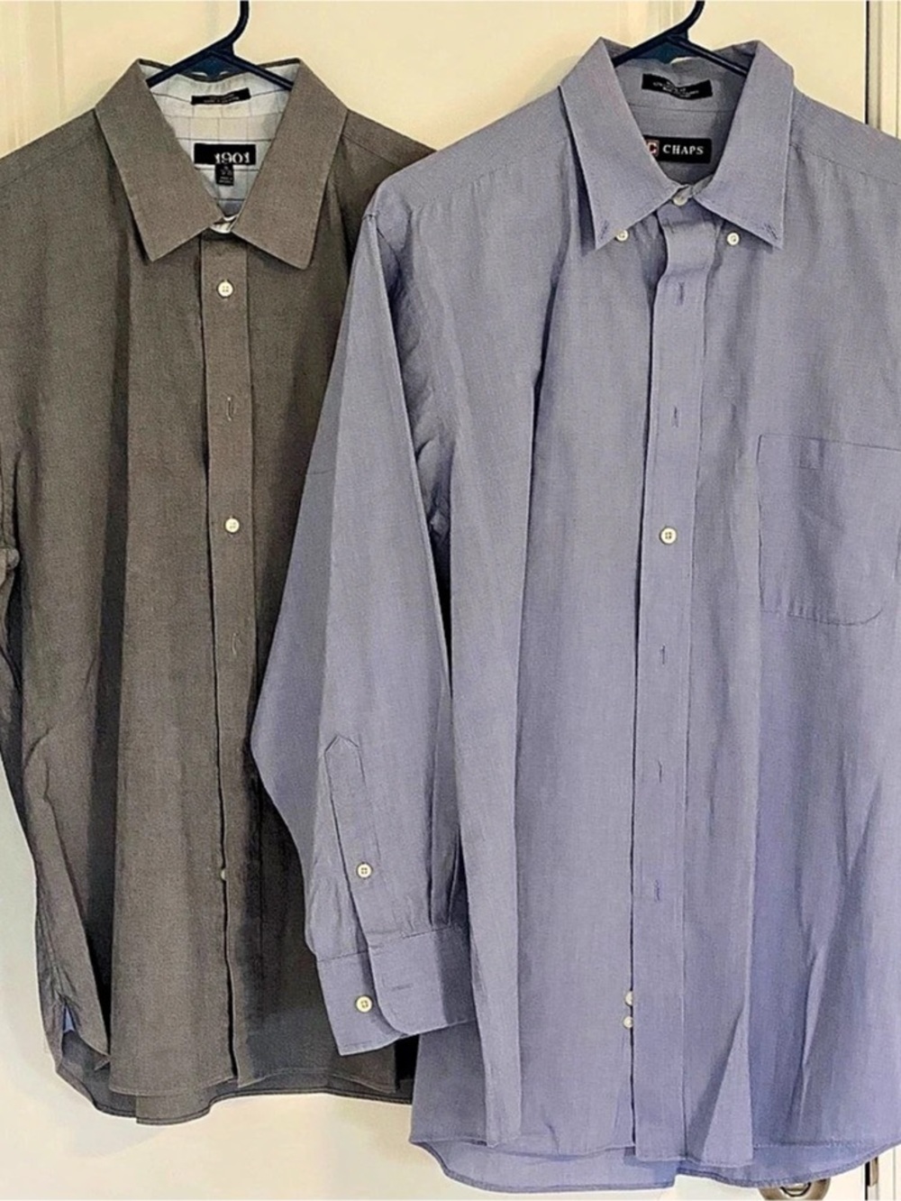 Chaps Classic Fit Men's Long Sleeve Shirts Blue & Gray Size 16 32-33